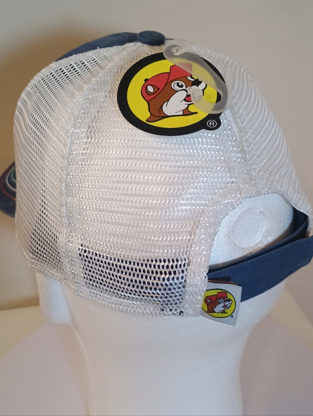 BUC-EES Navy Floral Mesh Ponytail Trucker Cap - Picture 5 of 7
